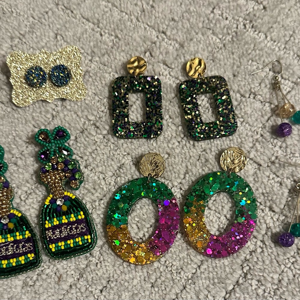 Lot of Mardi Gras Earrings